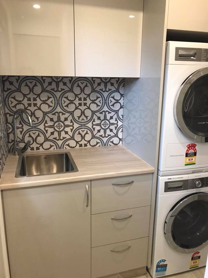 Bulimba Laundry renovation with a feature tile splash back